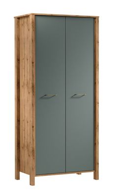 Kleiderschrank Braianik 28, Eiche Wotan / Grün, 200 x 90 x 53 cm mit 1 Kleiderst