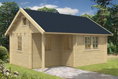 Gartenhaus Waldhorn inkl. Fußboden - 70 mm Blockbohlenhaus, Grundfläche: 21 m²,