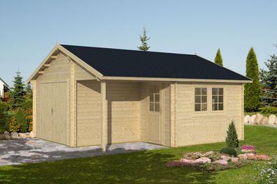 Holzgarage Geishorn - 40 mm Blockbohlenhaus, Grundfläche: 27,5 m², Satteldach