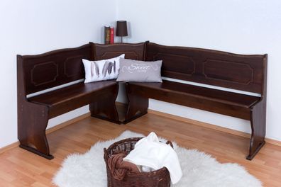 Eckbank Kiefer massiv Vollholz Walnussfarben Junco 243 - Abmessungen: 84 x 140 x