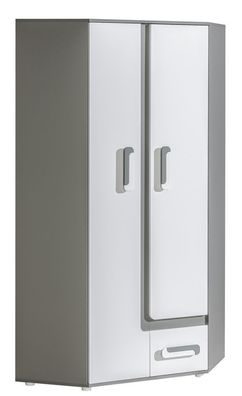 Jugendzimmer - Drehtürenschrank / Kleiderschrank Oskar 02, Farbe: Anthrazit / We