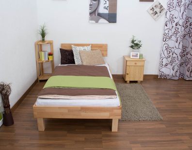 Futonbett / Massivholzbett Wooden Nature 01 Kernbuche geölt - Liegefläche 90 x