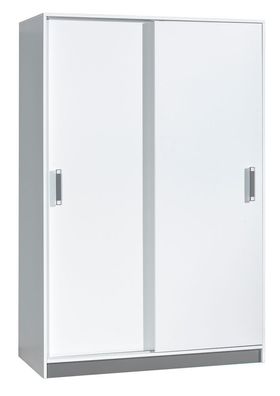 Kinderzimmer - Schiebetürenschrank / Kleiderschrank Frank 14, Farbe: Weiß / Grau