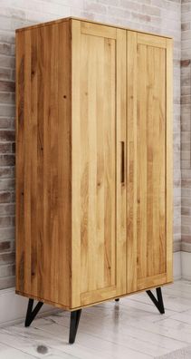 Drehtürenschrank / Kleiderschrank Masterton 05 Wildeiche massiv geölt - Abmessun