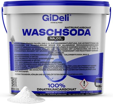 Waschsoda 10kg Natriumcarbonat Na2CO3 Kalziniert Waschmittel Waschpulver GiDeli