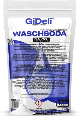 Waschsoda 500g Natriumcarbonat Na2CO3 Kalziniert Waschmittel Waschpulver GiDeli