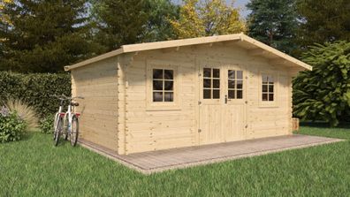 Gartenhaus Wiesencharme 02, 44 mm Blockbohlenhaus, Grundfläche 16 m², Satteldach