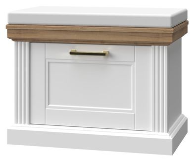 Sitzbank mit Stauraum / Schuhschrank Lotofaga 03, Farbe: Weiß / Walnuss - 51 x 6