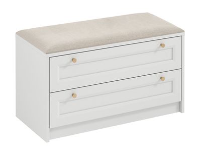 Sitzbank mit Stauraum Ersigen 05, Weiß, 52 x 90 x 40 cm, 2 breite Schubladen, AB