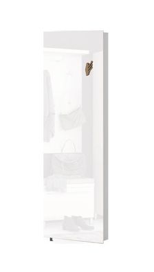 Schuhschrank Siusega 06, Farbe: Weiß Hochglanz - 208 x 67 x 16 cm (H x B x T)