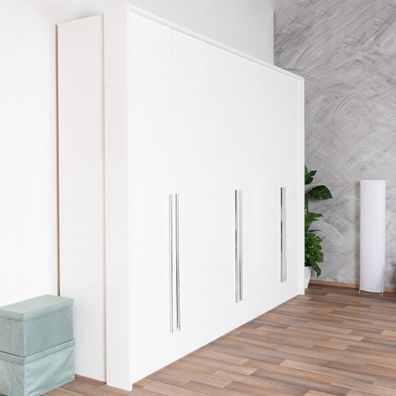 Drehtürenschrank / Kleiderschrank mit Rahmen Siumu 25, Farbe: Weiß / Weiß Hochgl