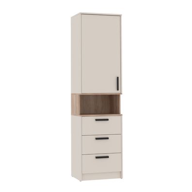 Schrank | Kaschmir / Eiche Cremona | Fafe 06 | 1 Tür | 1 offenes Fach | 3 Schubl