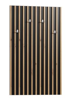 Garderobe Cikarang 14, Farbe: Schwarz / Eiche - Abmessungen: 110 x 67 x 4 cm (H