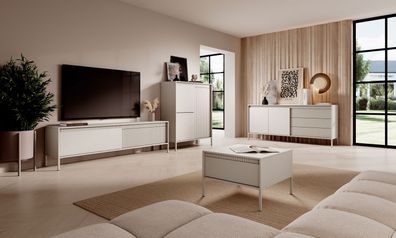 Stilvolles Wohnzimmer - Set B Balta, 4-teilig, Farbe: Beige, Push-to-open Funkti