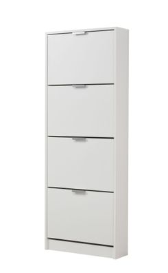 Schmaler Schuhschrank mit vier Kipptüren Veliko 06, Farbe: Weiß, ABS-Kanten, vie