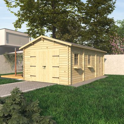Einzelgarage PA 55 | Fichten- und Kiefernholz | Grundfläche 27,26 m² | Holzgarag
