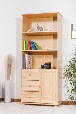 Bücherregal Kiefer massiv Vollholz natur B002 - Abmessung 190 x 80 x 42 cm (H x
