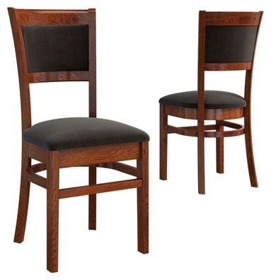 Stuhl "Medulin" 04, Farbe: Walnuss / Schwarz, teilmassiv - Abmessungen: 93 x 46