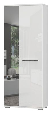 Drehtürenschrank / Kleiderschrank Garim 47, Farbe: Weiß Hochglanz - Abmessungen: