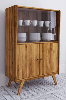 Vitrine Otago 26 Wildeiche massiv geölt - Abmessungen: 154 x 100 x 50 cm (H x B