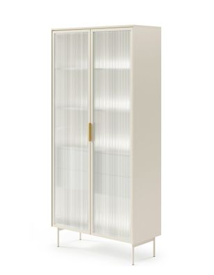 Vitrinenschrank mit zwei Glastüren Chaabane 01 | Farbe: Kaschmir | inkl. LED-Bel