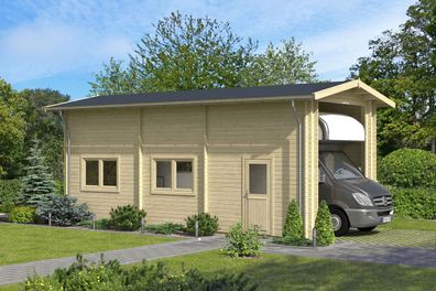 Holzgarage / Einzelgarage mit zwei Doppelfenster, 40 mm Blockbohlenhaus, aus nor