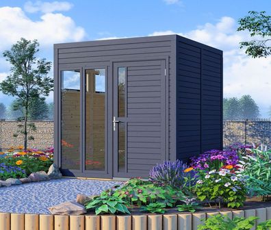 Gartenhaus Jena 04 inkl. Fußboden, Anthrazit - Elementgartenhaus, Nutzfläche: 5,