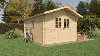 Gartenhaus Wiesentraum 02, 34 mm Blockbohlenhaus, Naturbelassen, Grundfläche 12