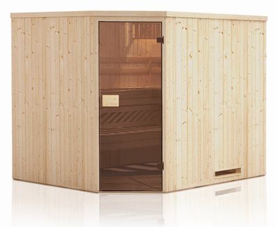 Elementsauna Tirari 68 mm mit Dachkranz - Außenmaße (B x T x H): 175 x 144 x 199