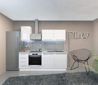 Weiße Küchenzeile / moderner Küchenblock Fagali 04, 7-teilig, Weiß / Weiß Hochgl