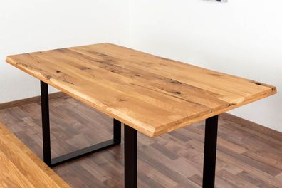 Esstisch Wooden Nature 413 Eiche massiv geölt, Tischplatte rustikal - 160 x 90 c