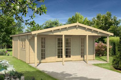 Gartenhaus Preber inkl. Fußboden - 70 mm Blockbohlenhaus, Grundfläche: 43,4 m²,