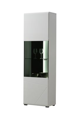 Vitrine mit einer Parsolglastür Idos 03, sechs Fächer, Farbe: Weiß / Weiß Hochgl