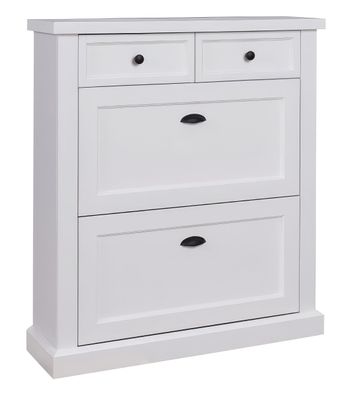 Schuhschrank "Veternik" 01, Farbe: Weiß - Abmessungen: 110 x 98 x 28 cm (H x B x