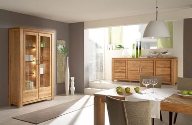 Robustes Esszimmer - Set C Balsa, 3-teilig, gewachst / geölt, Natur Eiche teilma