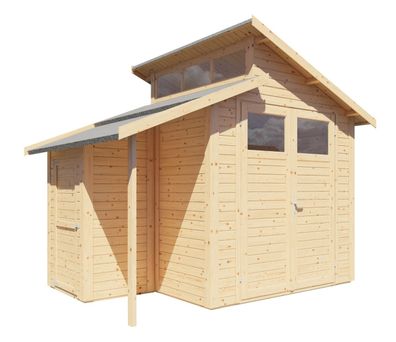 Gartenhaus / Gartenhütte mit Anbau Puchheim 02 inkl. Fußboden, Naturbelassen - 1