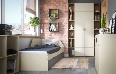 Schlafzimmer Komplett - Set A Maräne, 11-teilig, Farbe: Kaschmir / Eiche Artisan