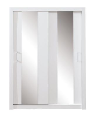 Schiebetürenschrank / Kleiderschrank Zwalm 03, Farbe: Weiß - Abmessungen: 215 x