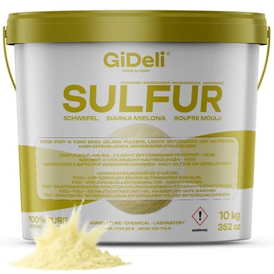 Schwefelpulver 10kg 99,9% Fein Anorganisch Bodenpflege Pflanzen Kosmetik GiDeli