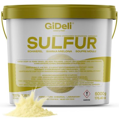 Schwefelpulver 5kg 99,9% Fein Anorganisch Bodenpflege Pflanzen Kosmetik GiDeli