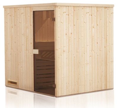 Elementsauna Kawir 68 mm mit Dachkranz - Außenmaße (B x T x H): 244 x 244 x 199