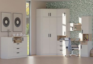 Jugendmöbel - Set H Fafe | 6-teilig | Farbe: Kaschmir / Eiche Cremona | Schreibt