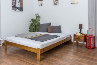 Doppelbett / Gästebett Kiefer Vollholz massiv Eichefarben A10, inkl. Lattenrost