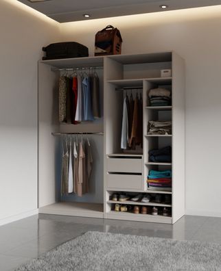 Schrankset für Ankleidezimmer - Set C Cabecao | 3-teilig | Farbe: Kaschmir | off