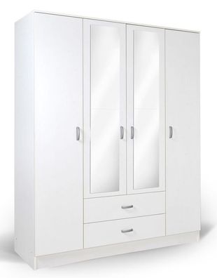 Drehtürenschrank / Kleiderschrank Sidonia 07, Farbe: Weiß - 200 x 164 x 53 cm (H
