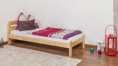 Einzelbett Kiefer Vollholz massiv natur A5, inkl. Lattenrost - Abmessung 90 x 20