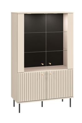 Vitrine Petkula 03, Farbe: Beige hell - Abmessungen: 151 x 92 x 40 cm (H x B x T