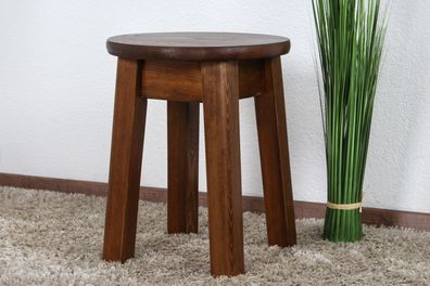 Hocker Kiefer massiv Vollholz Eichefarben 004 - Abmessung: 45 x 35 cm (H x Ø)