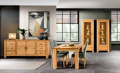 Stabiles Esszimmer - Set E Balsa, 4-teilig, gewachst / geölt, Natur Eiche teilma