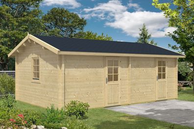 Gartenhaus Hochglück inkl. Fußboden - 70 mm Blockbohlenhaus, Grundfläche: 24 m²,